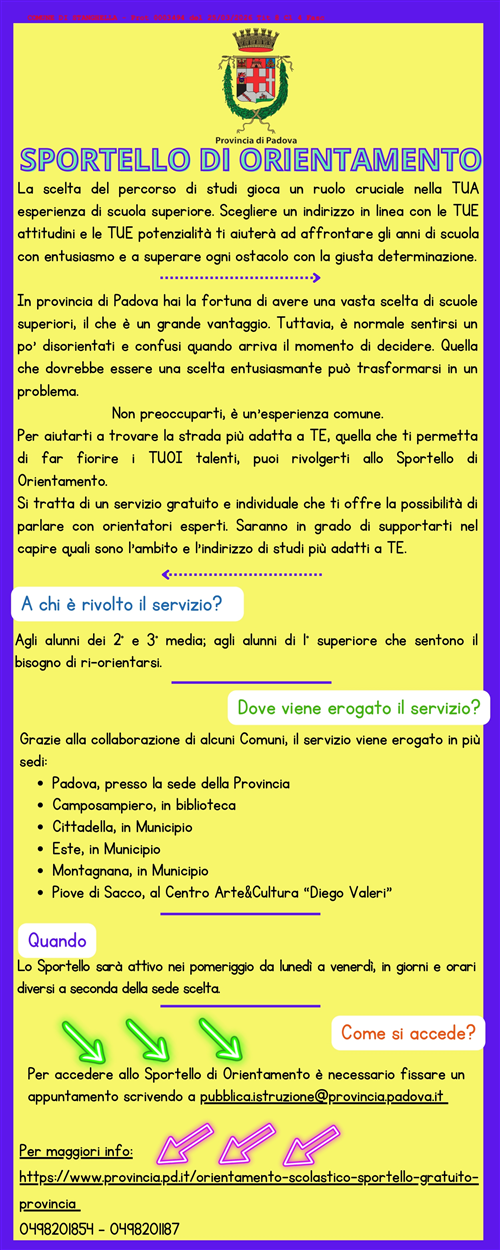 Sportello di orientamento per ragazzi