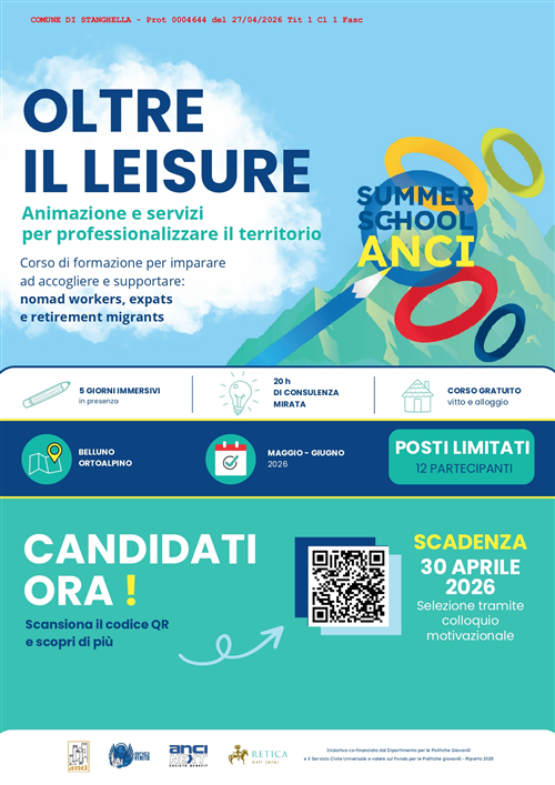 Progetto: Summer school Anci next - Oltre il leisure per i giovani sotto i 35 anni