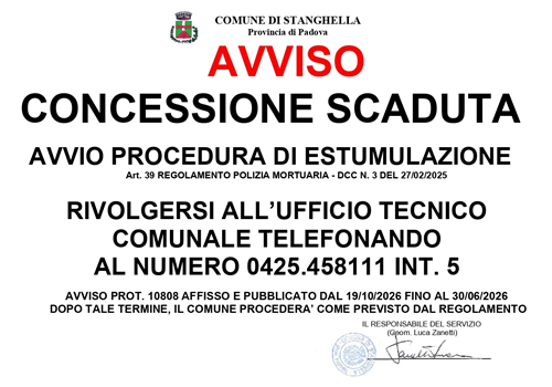 Avviso Concessioni Cimiteriali scadute