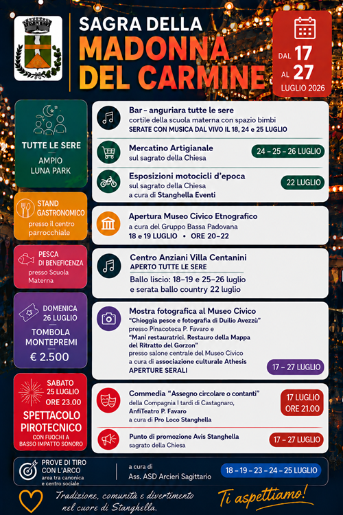 Al via la Sagra della Madonna del Carmine: dal 17 al 27 luglio un ricco calendario di eventi per tutta la comunità