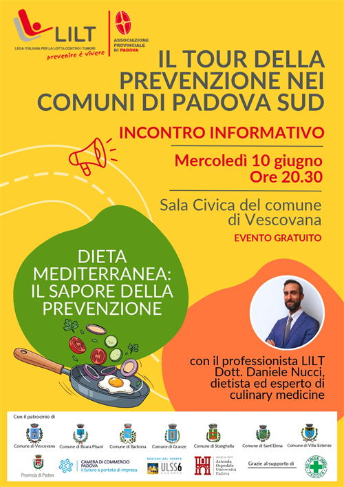 Dieta mediterranea: il sapore della prevenzione. Mercoledì 10 giugno Ore 20.30