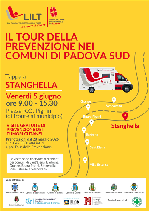 LILT Padova - Tour della prevenzione nei Comuni di Padova sud - Protocollo d'intesa 2026
